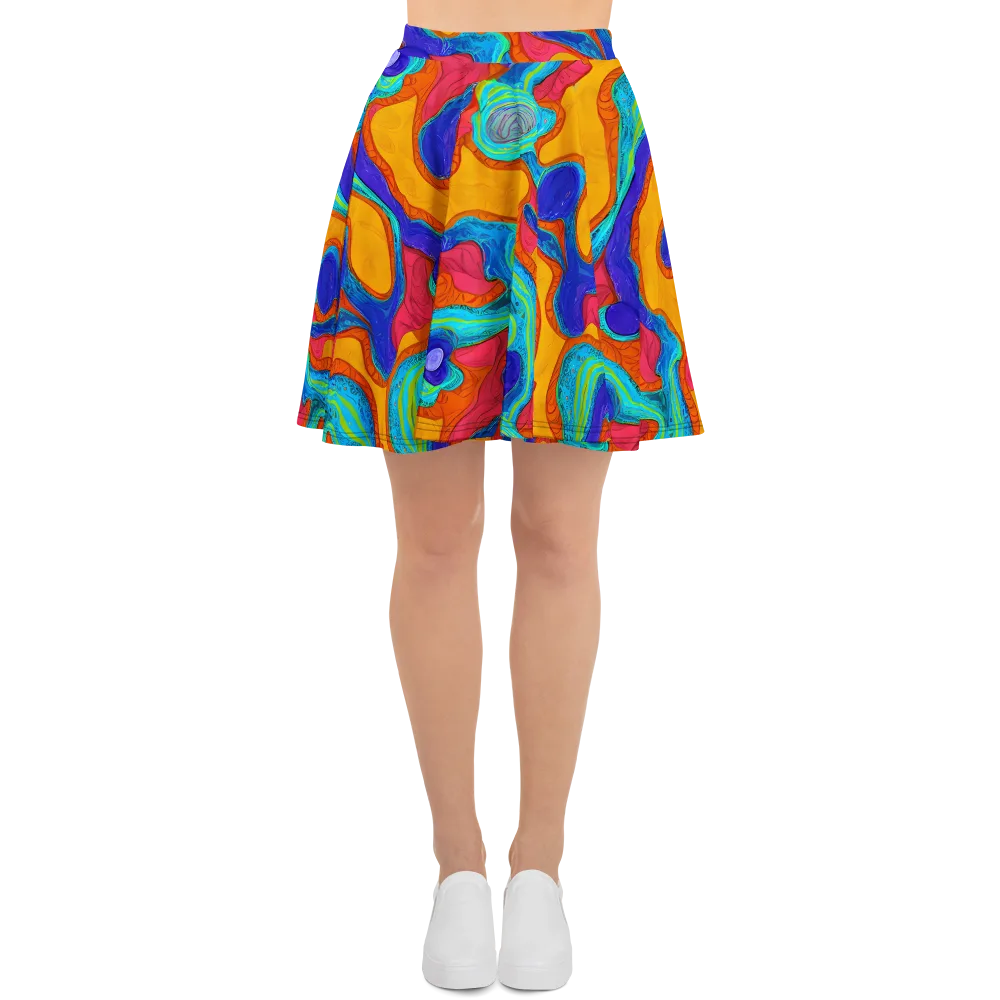Tangerine Vortex on Skater Skirt — Front