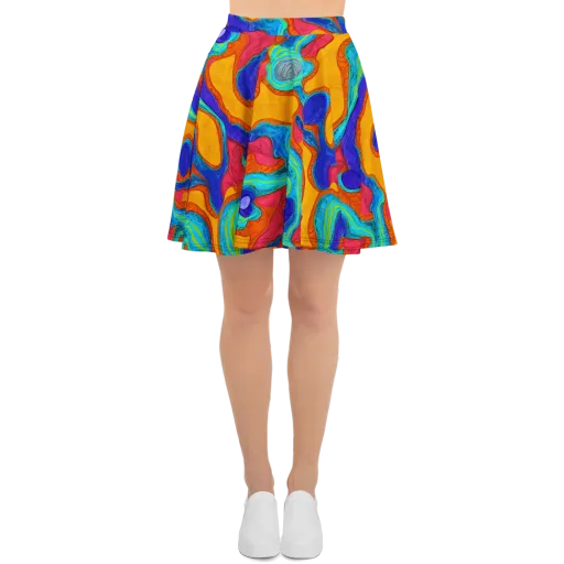 Tangerine Vortex on a Skater Skirt