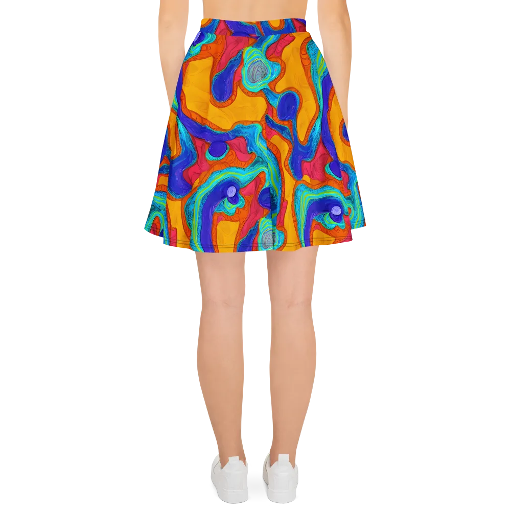 Tangerine Vortex on Skater Skirt — Back