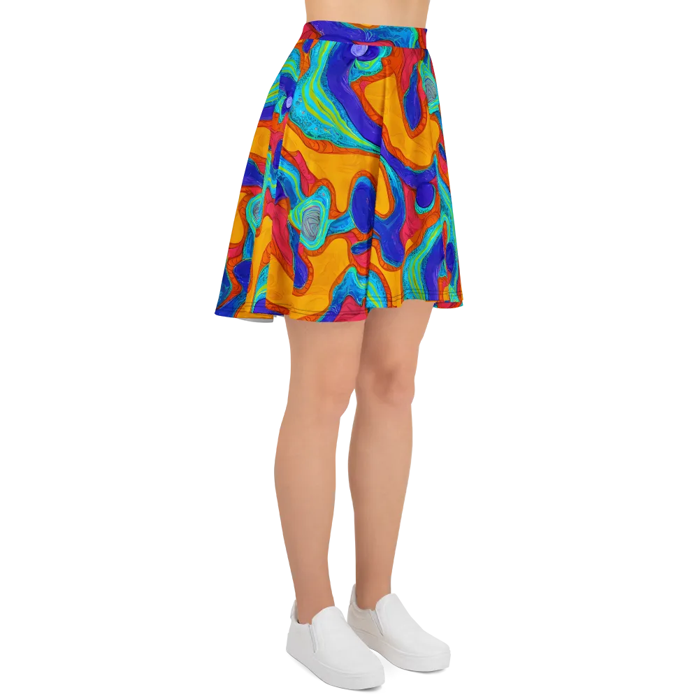 Tangerine Vortex on Skater Skirt — Right