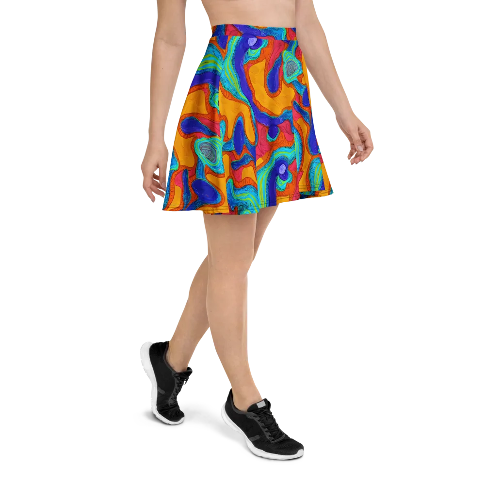 Tangerine Vortex on Skater Skirt — Right