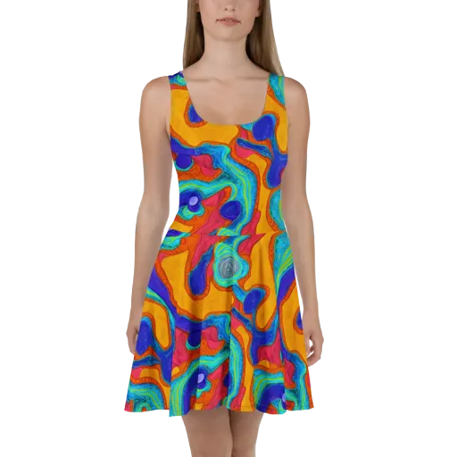 Tangerine Vortex on a Skater Dress