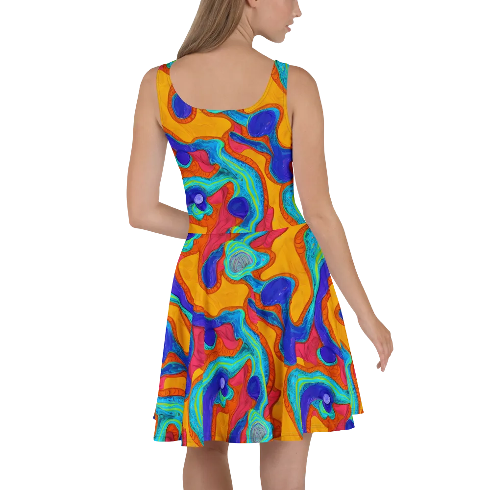 Tangerine Vortex on Skater Dress — Back