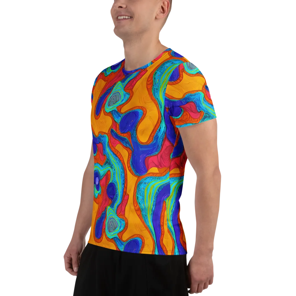 Tangerine Vortex on Men's Athletic T-Shirt — Left