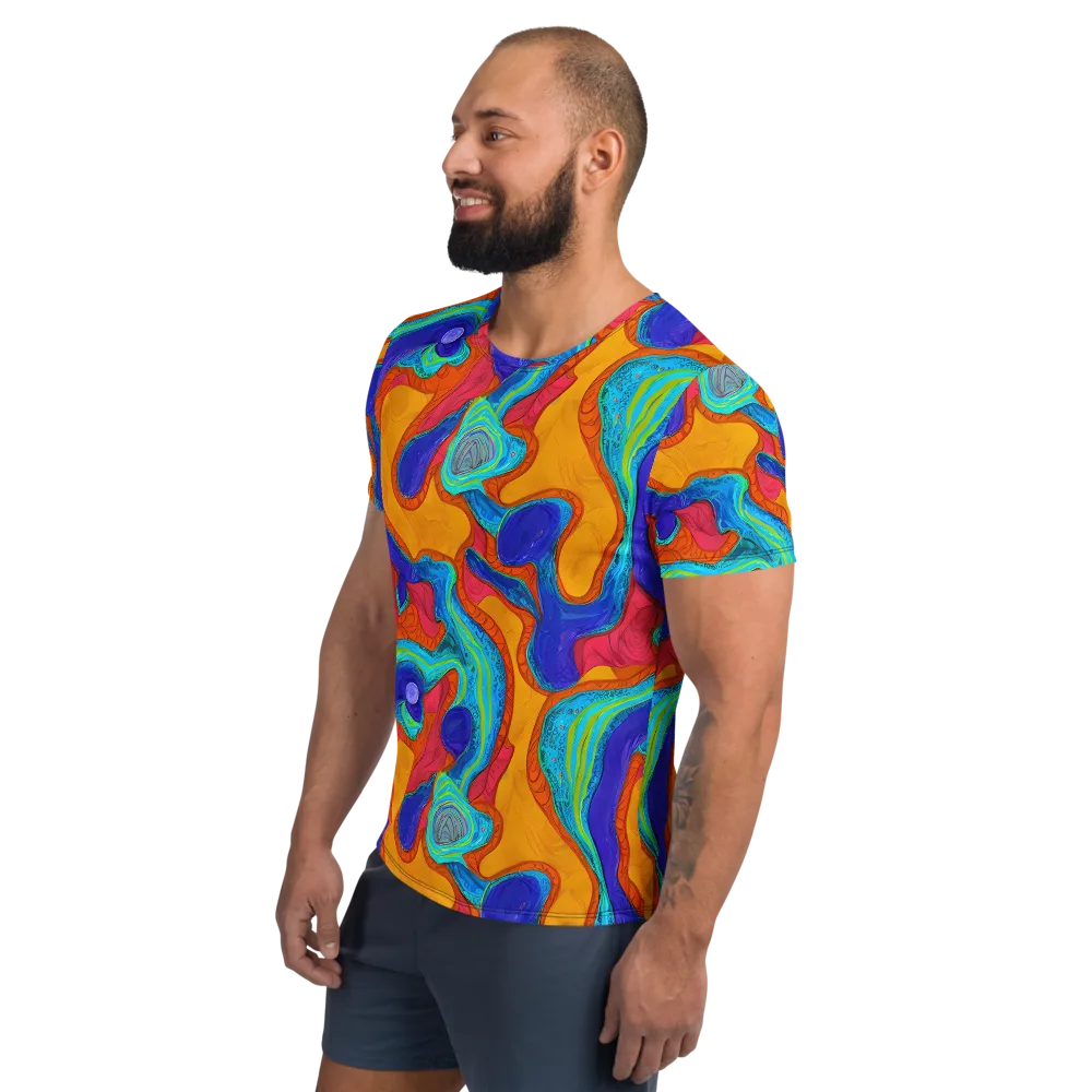 Tangerine Vortex on Men's Athletic T-Shirt — Left