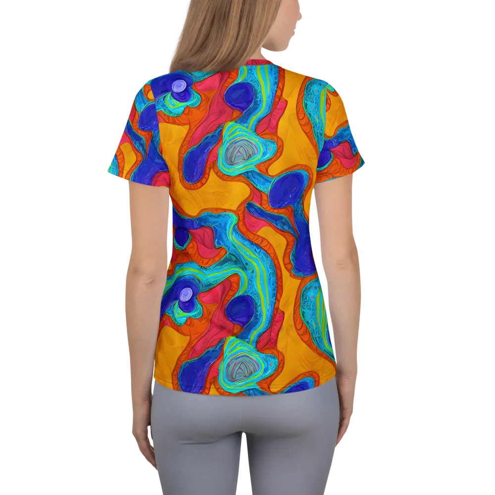 Tangerine Vortex on Women's Athletic T-Shirt — Back