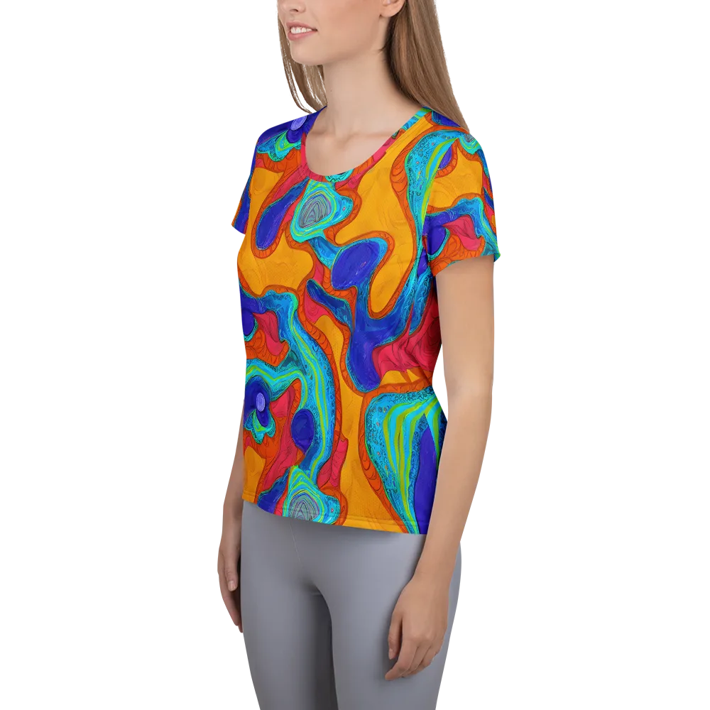 Tangerine Vortex on Women's Athletic T-Shirt — Left