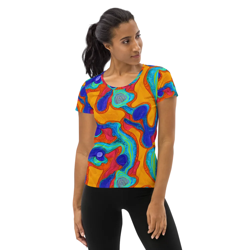 Tangerine Vortex on Women's Athletic T-Shirt — Front