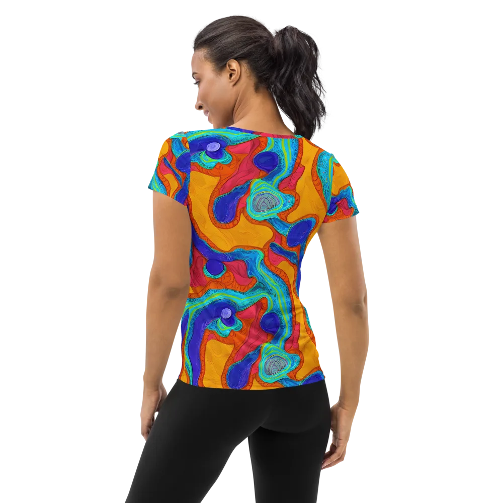 Tangerine Vortex on Women's Athletic T-Shirt — Back