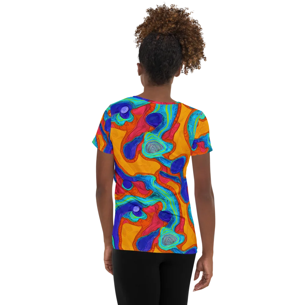 Tangerine Vortex on Women's Athletic T-Shirt — Back