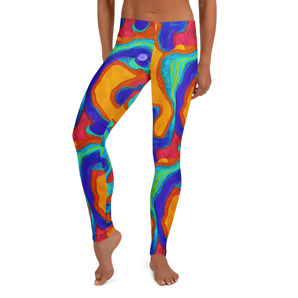 Tangerine Vortex on Leggings — Front