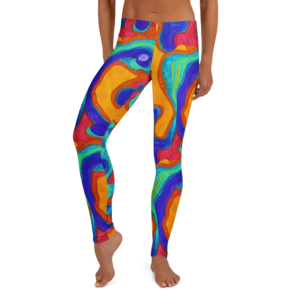 Tangerine Vortex on Leggings — Front