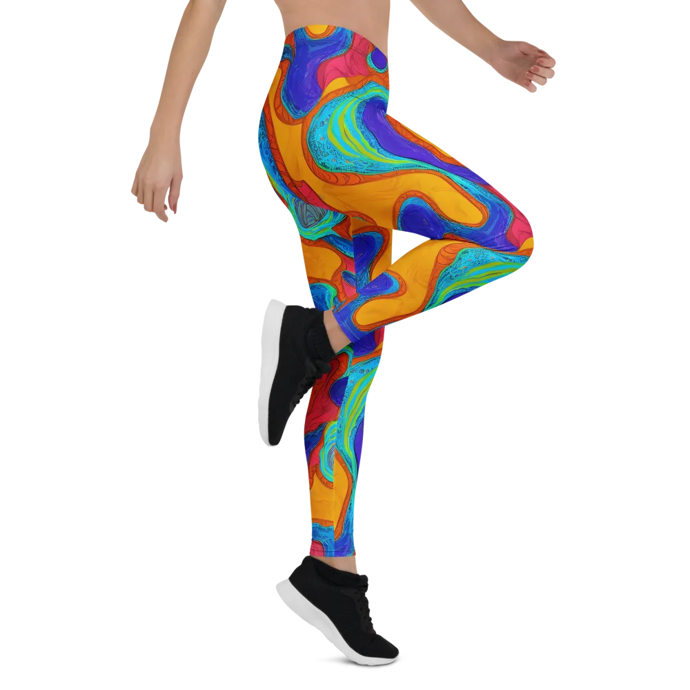 Tangerine Vortex on Leggings — Right