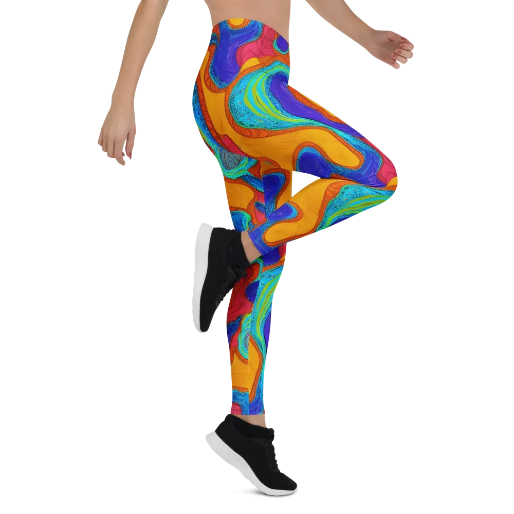 Tangerine Vortex on Leggings — Right