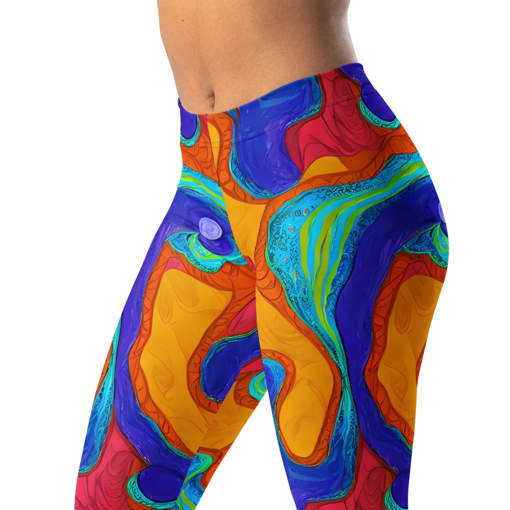 Tangerine Vortex on Leggings — Left Front
