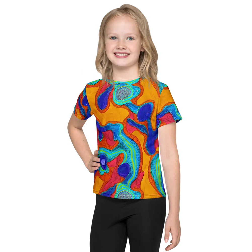 Tangerine Vortex on Kids Crew Neck T-Shirt — Front