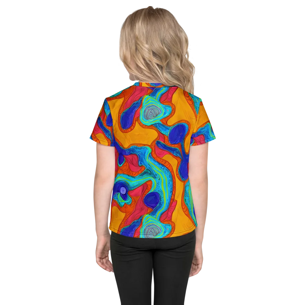 Tangerine Vortex on Kids Crew Neck T-Shirt — Back