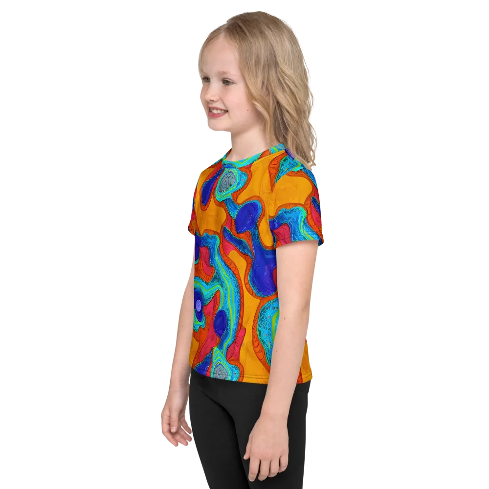 Tangerine Vortex on Kids Crew Neck T-Shirt — Left