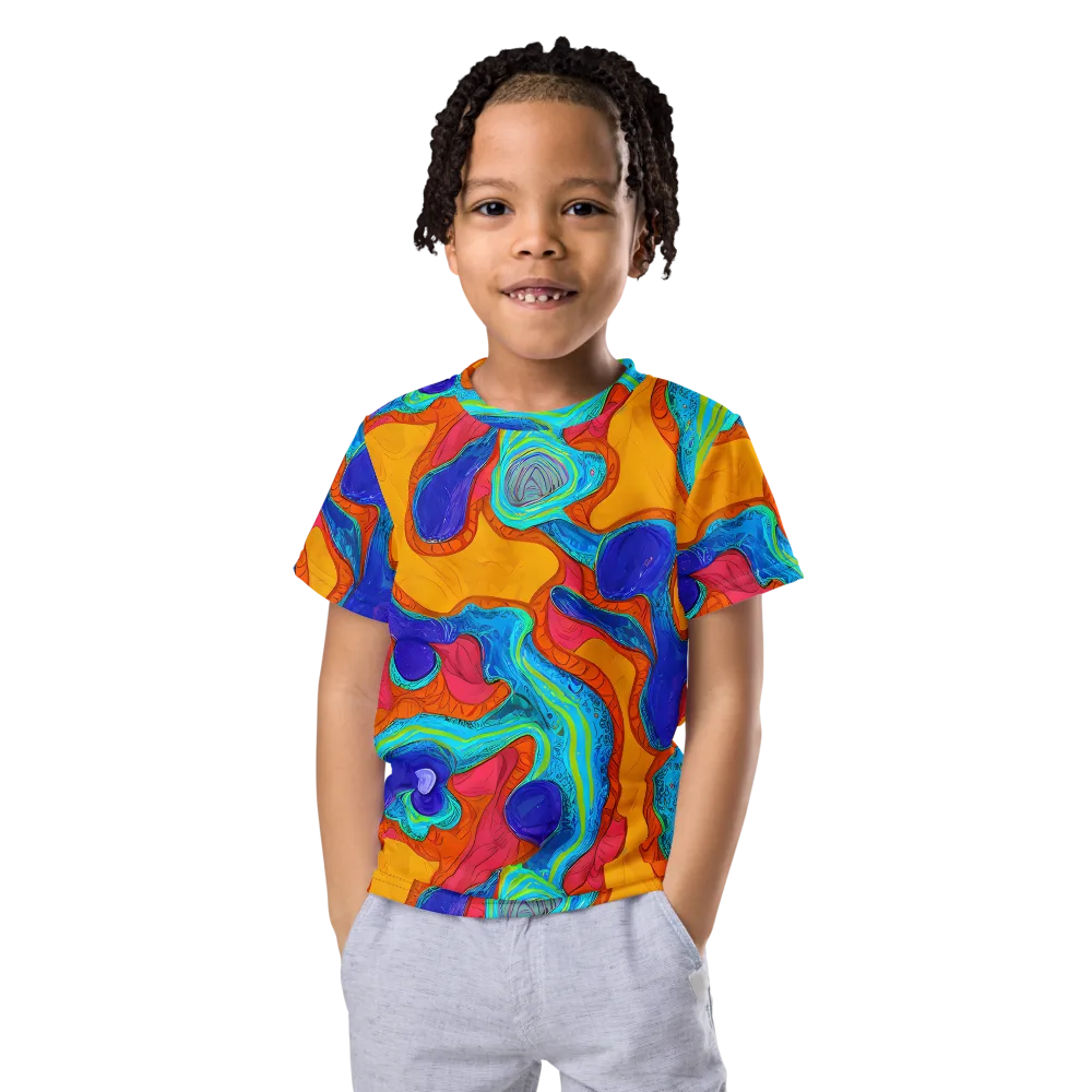 Tangerine Vortex on Kids Crew Neck T-Shirt — Front