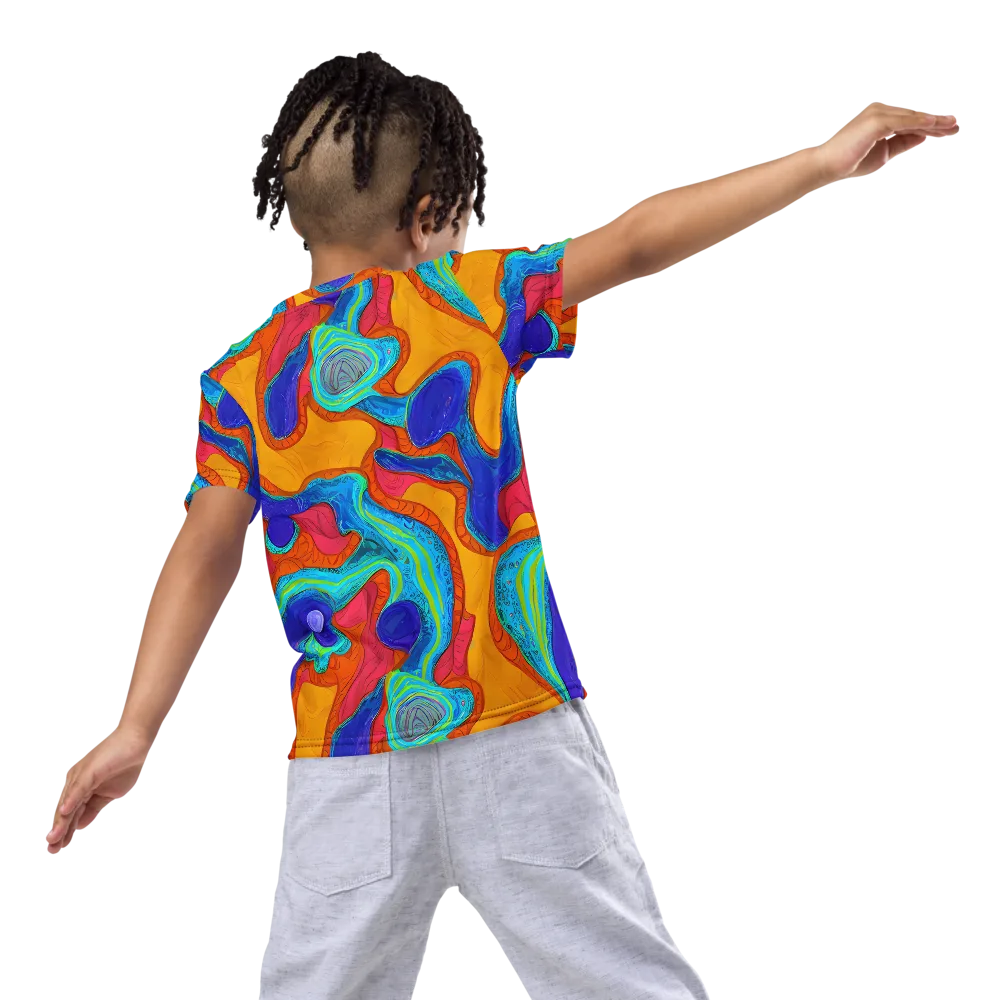 Tangerine Vortex on Kids Crew Neck T-Shirt — Back