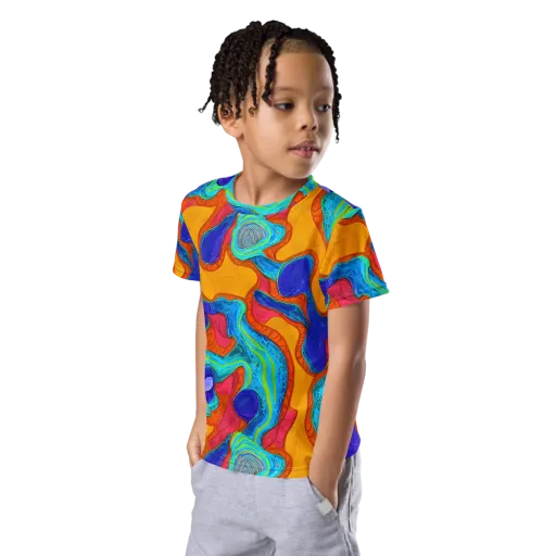 Tangerine Vortex on a Kids Crew Neck T-Shirt