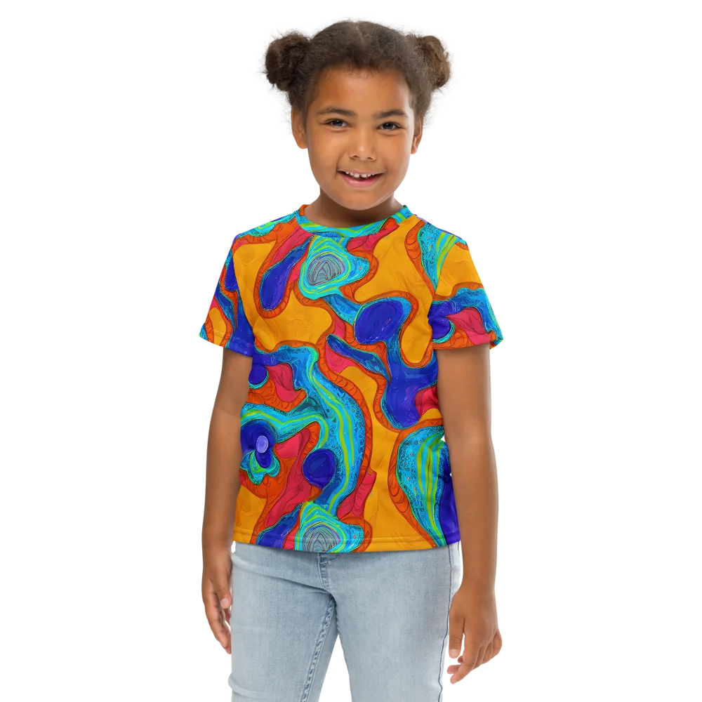 Tangerine Vortex on Kids Crew Neck T-Shirt — Front