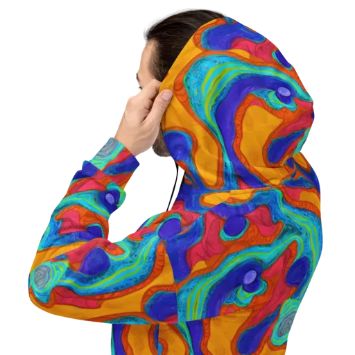 Tangerine Vortex on a Hoodie