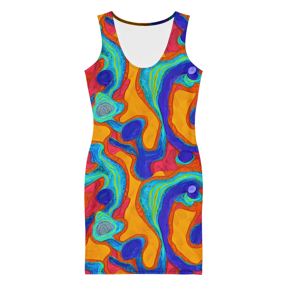 Tangerine Vortex on Bodycon Dress — Front