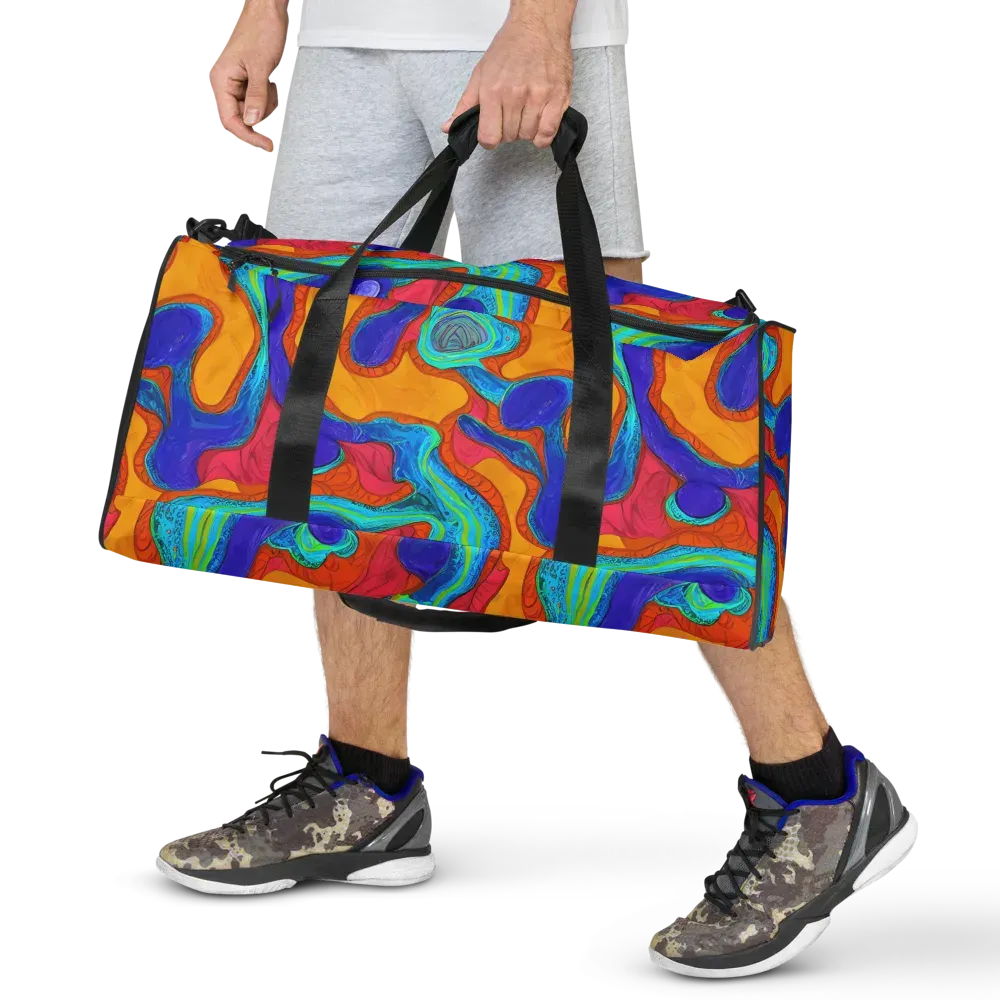 Tangerine Vortex on Duffle Bag — Front