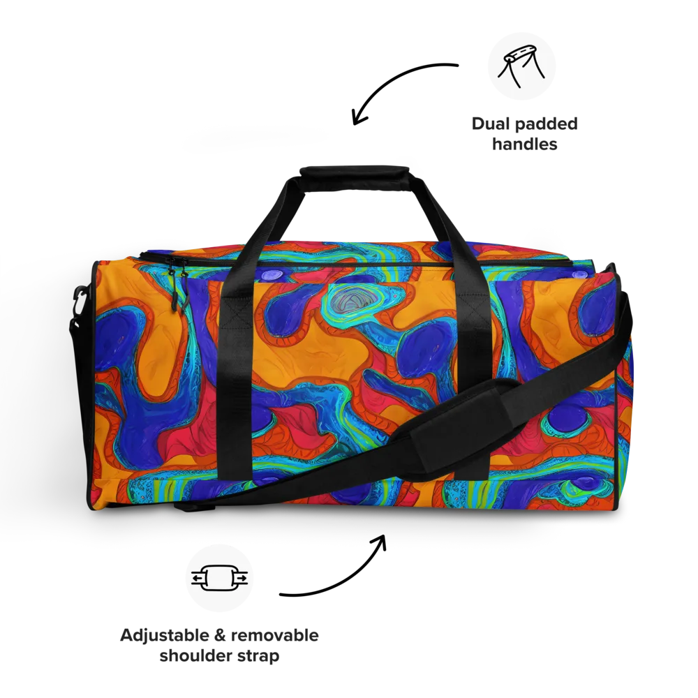 Tangerine Vortex on Duffle Bag — Front