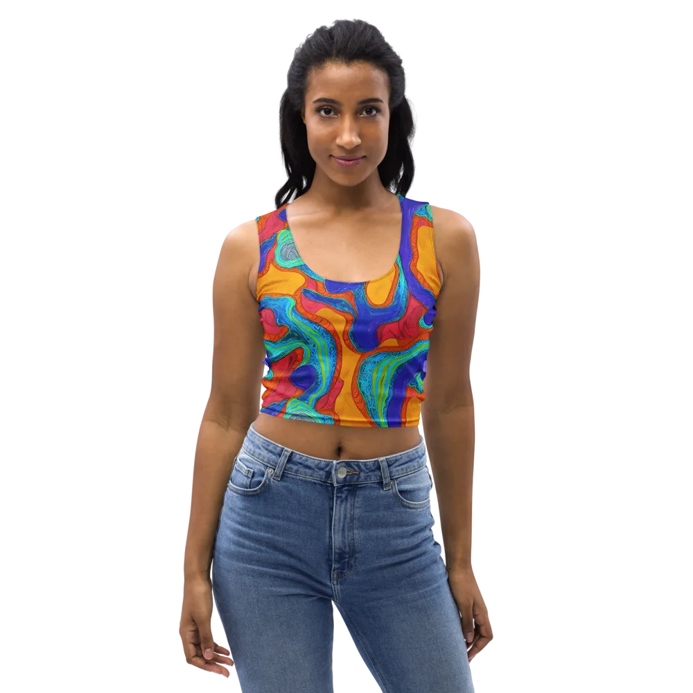 Tangerine Vortex on Crop Top — Front