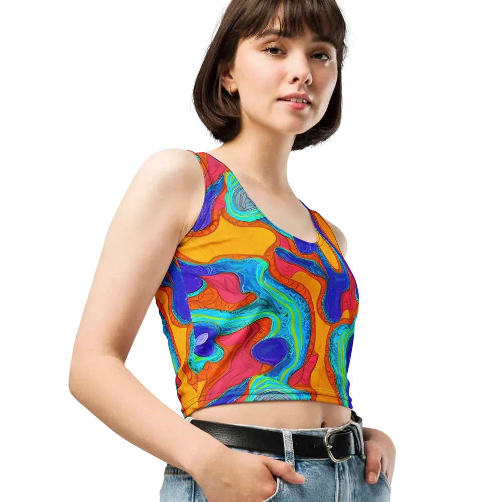 Tangerine Vortex on Crop Top — Right Front