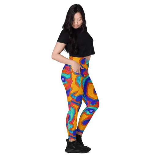 Tangerine Vortex on a Leggings with Pockets
