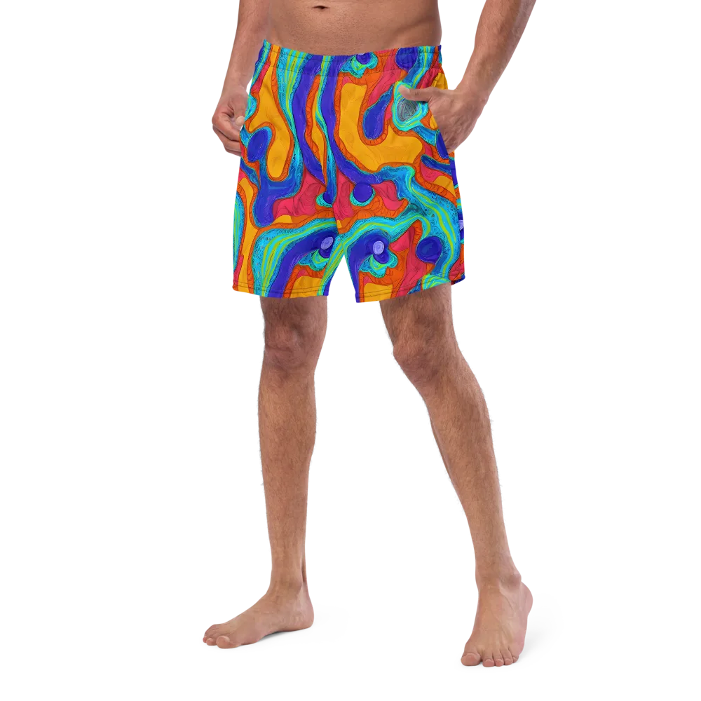 Tangerine Vortex on Swim Trunks — Left Front
