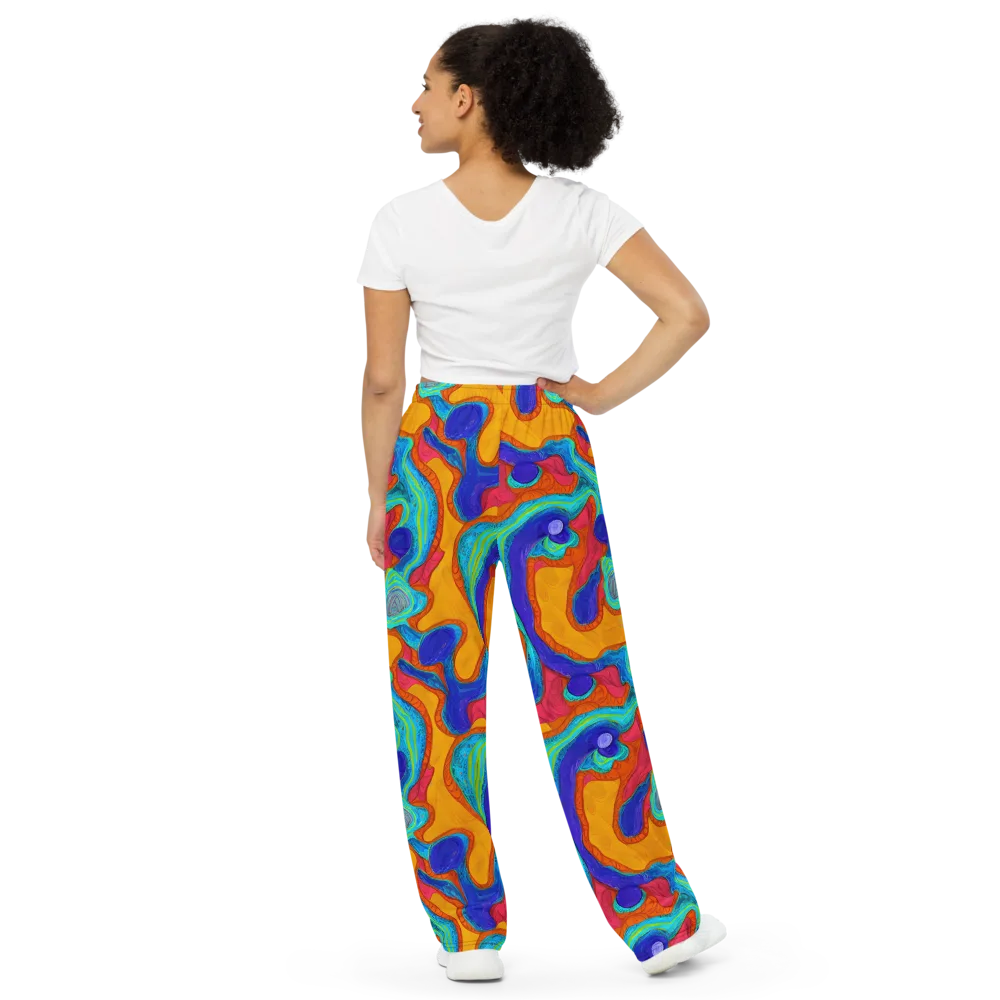 Tangerine Vortex on Wide-Leg Pants — Back