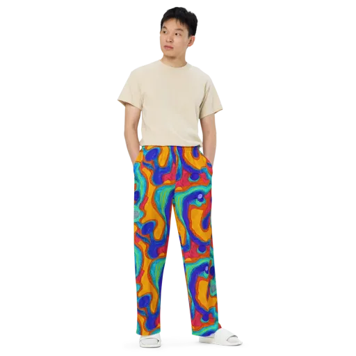 Tangerine Vortex on a Wide-Leg Pants