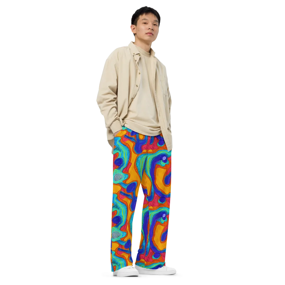 Tangerine Vortex on Wide-Leg Pants — Right Front