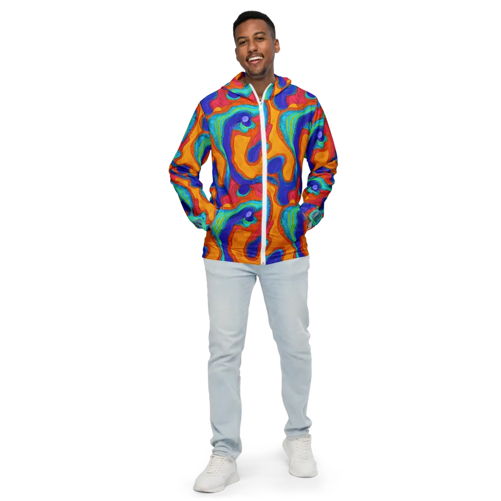 Tangerine Vortex on Men's Windbreaker — Front