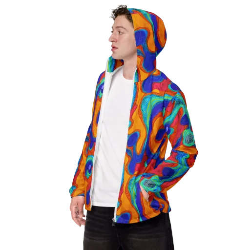 Tangerine Vortex on a Men's Windbreaker