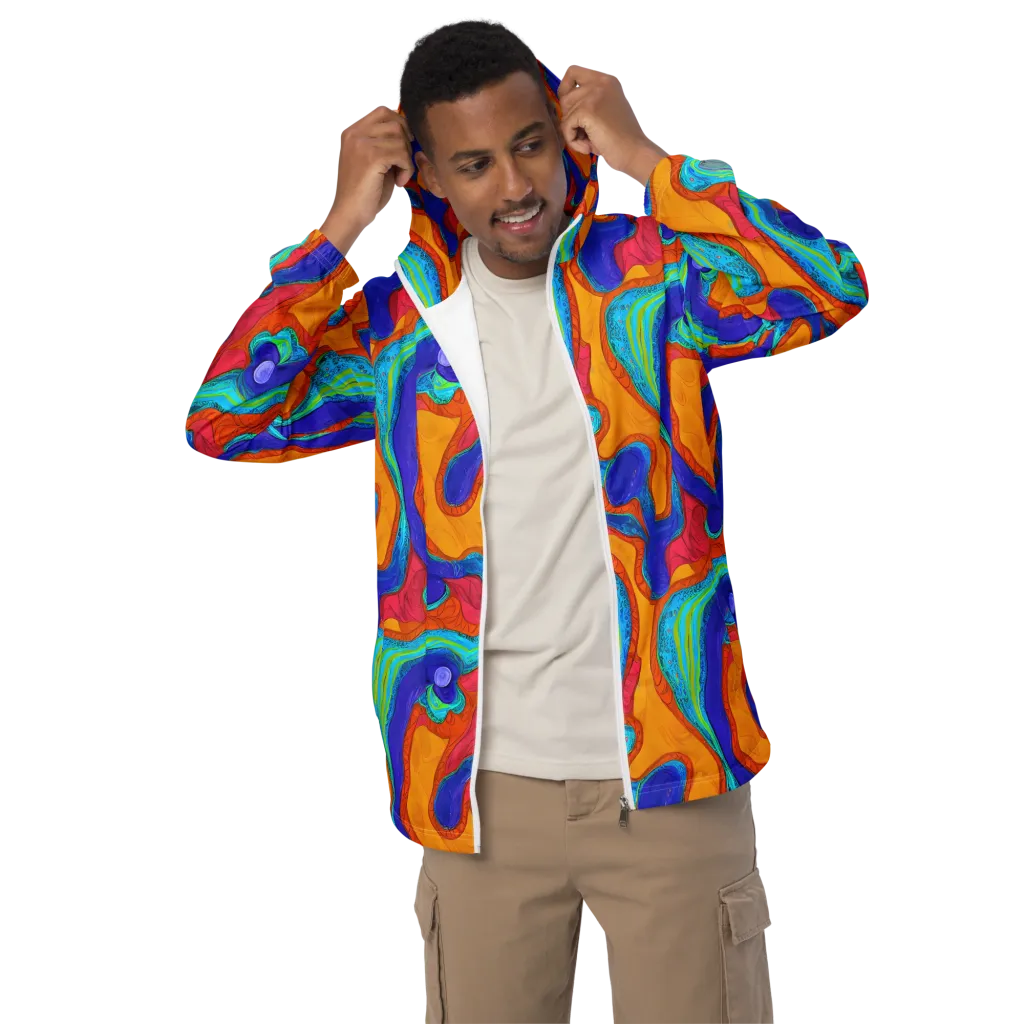 Tangerine Vortex on Men's Windbreaker — Front