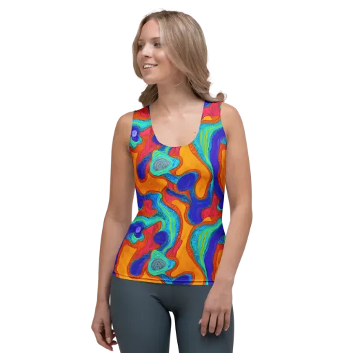 Tangerine Vortex on a Women's Tank Top