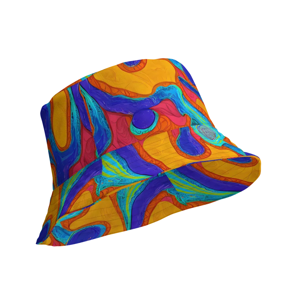 Tangerine Vortex on Reversible Bucket Hat — Product details Outside