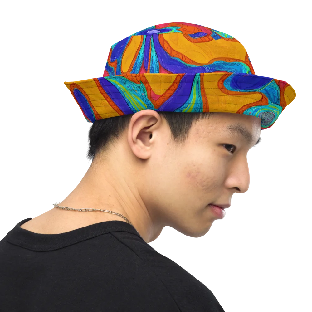 Tangerine Vortex on Reversible Bucket Hat — Right Outside