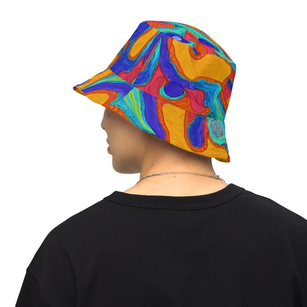 Tangerine Vortex on Reversible Bucket Hat — Back Inside