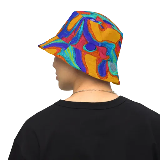 Tangerine Vortex on a Reversible Bucket Hat