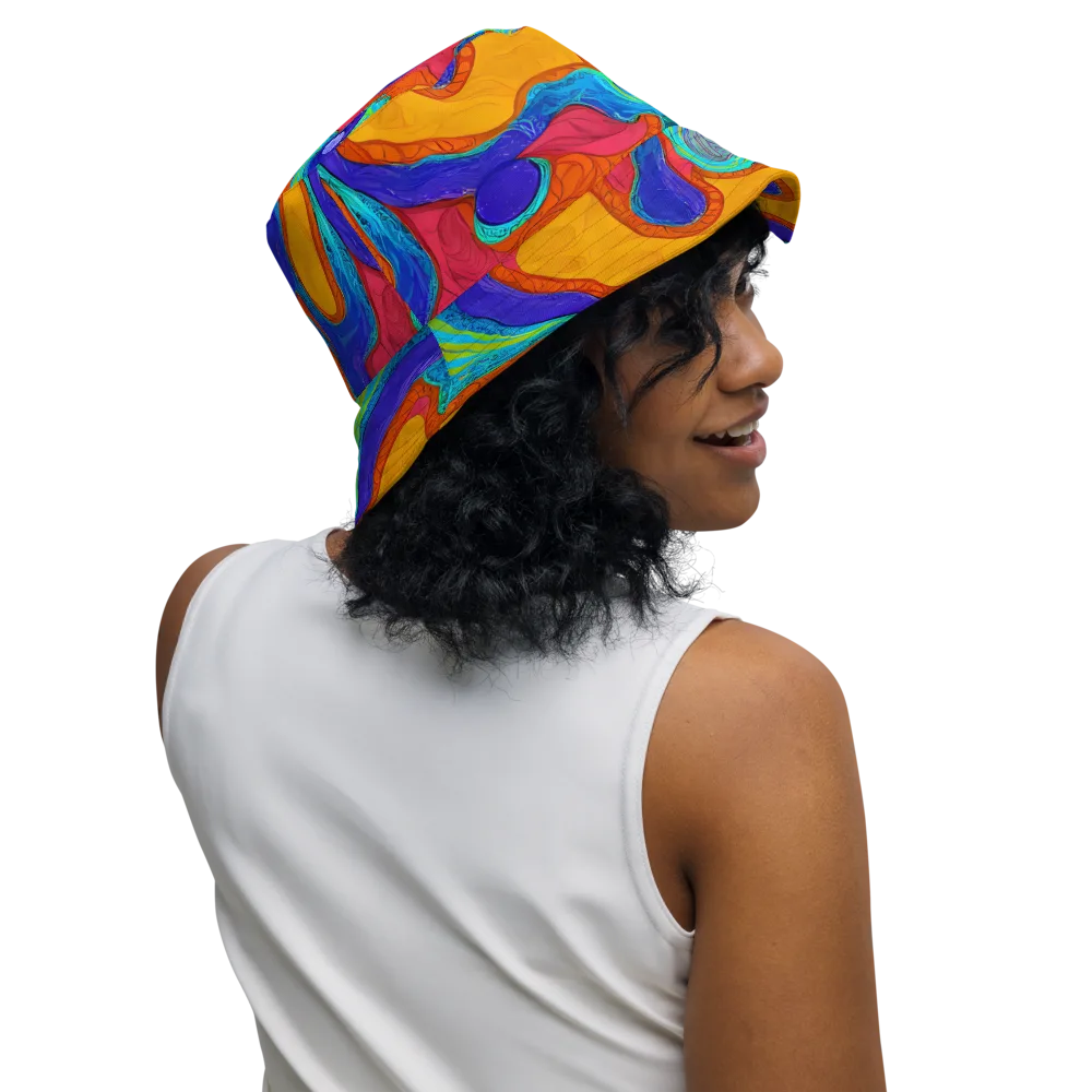 Tangerine Vortex on Reversible Bucket Hat — Right Outside
