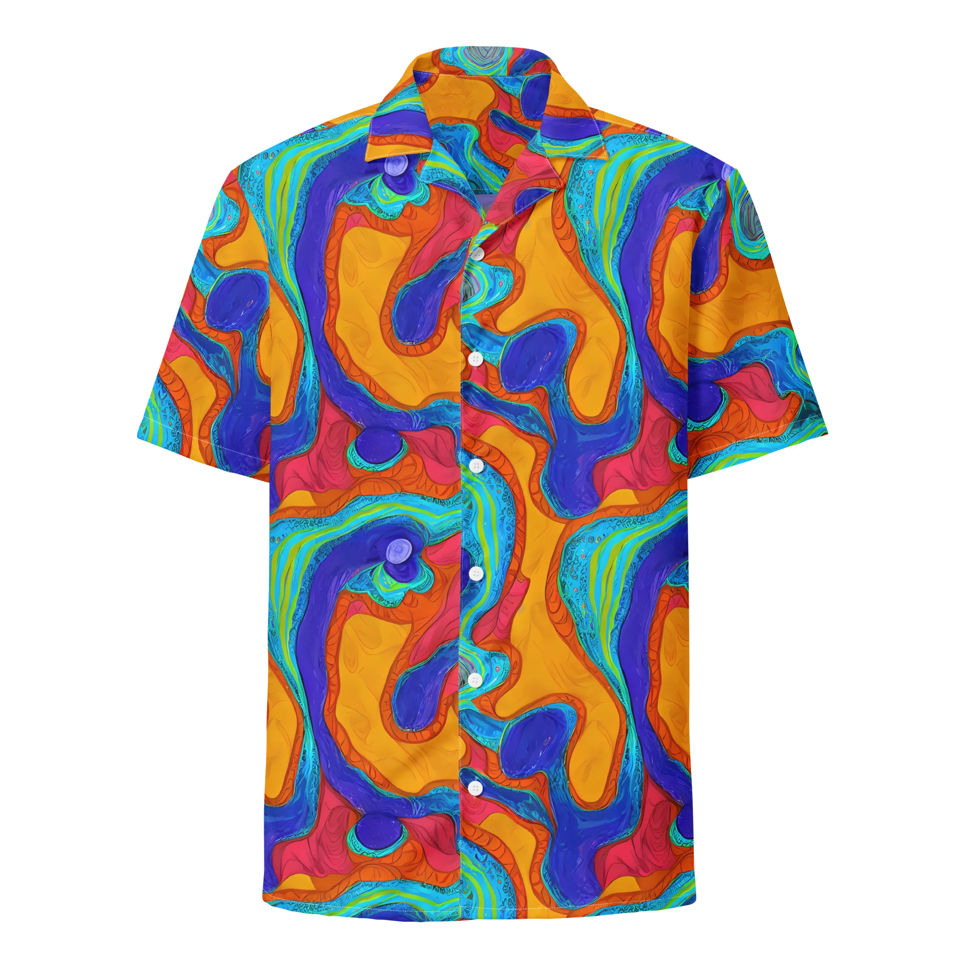 Tangerine Vortex on Button Shirt — Front