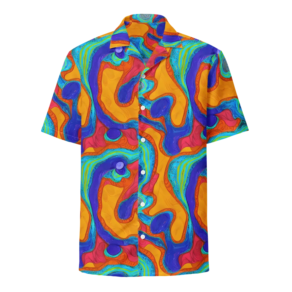 Tangerine Vortex on Button Shirt — Front