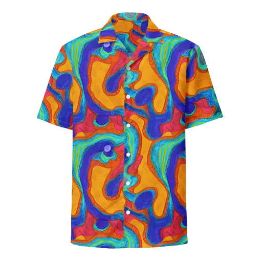 Tangerine Vortex on a Button Shirt