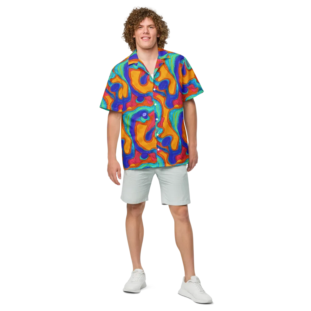 Tangerine Vortex on Button Shirt — Front